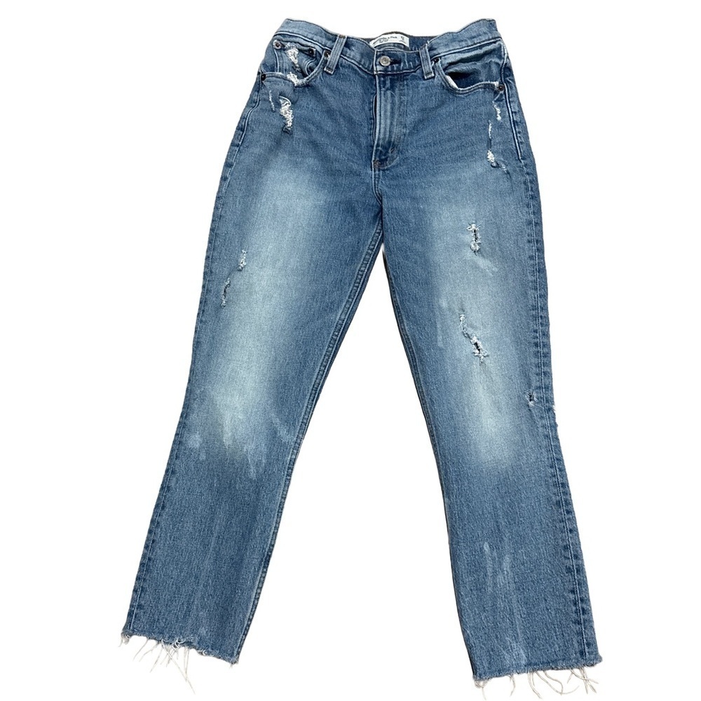 Abercrombie And Fitch Jeans Size 27 Shinny High Rise Distressed Hem
